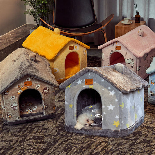 CozyCave – Foldable Dog House with Removable Nest for Winter Comfort